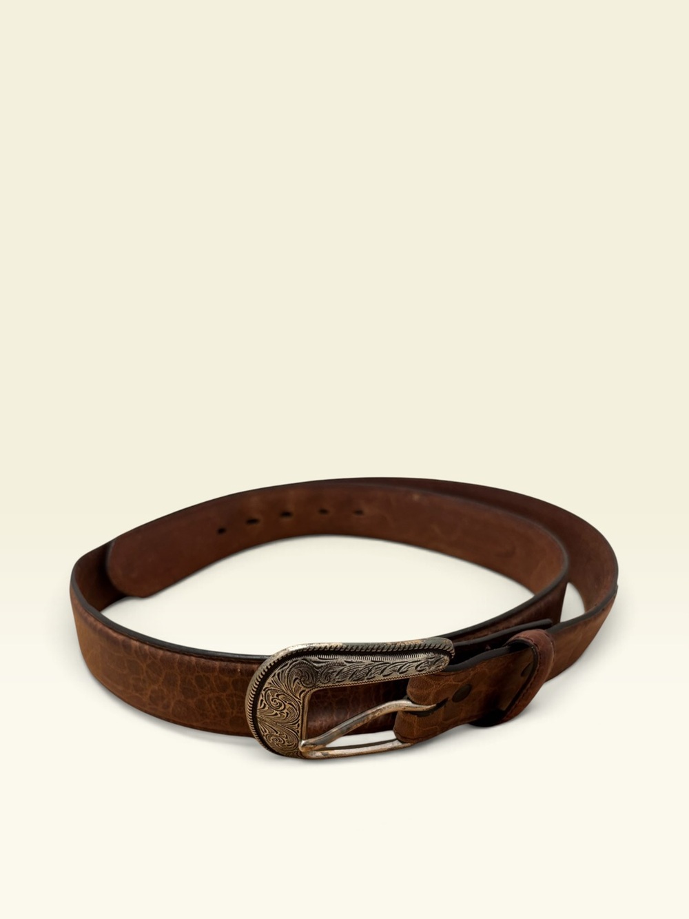 3D Belt Men’s Brown Genuine Leather Dress Belt 1in Adjustable Buckle